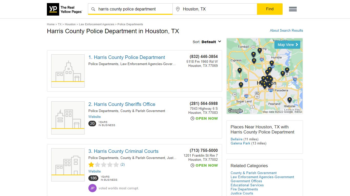 Harris County Police Department in Houston, TX - Yellow Pages